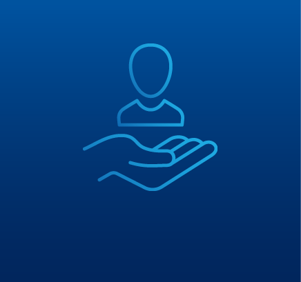 Person over hand icon