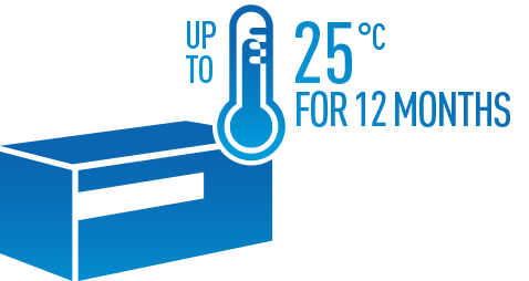 Shelf image with thermometer reading 25 degrees Celsius for 12 months Shelf image with thermometer reading 25 degrees Celsius for 12 months